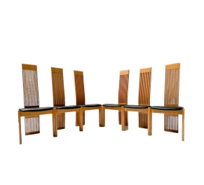Post-Modern Slatted High Back Dining Room Chairs by Pietro Costantini, 1980s